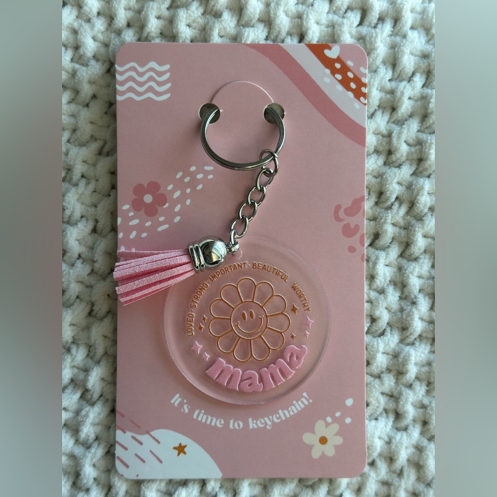 Pink Mama Keychain with Tassel - Homemade